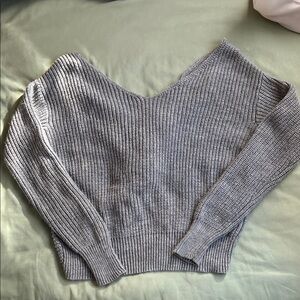 Cotton Emporium Light Gray V-Neck Sweater